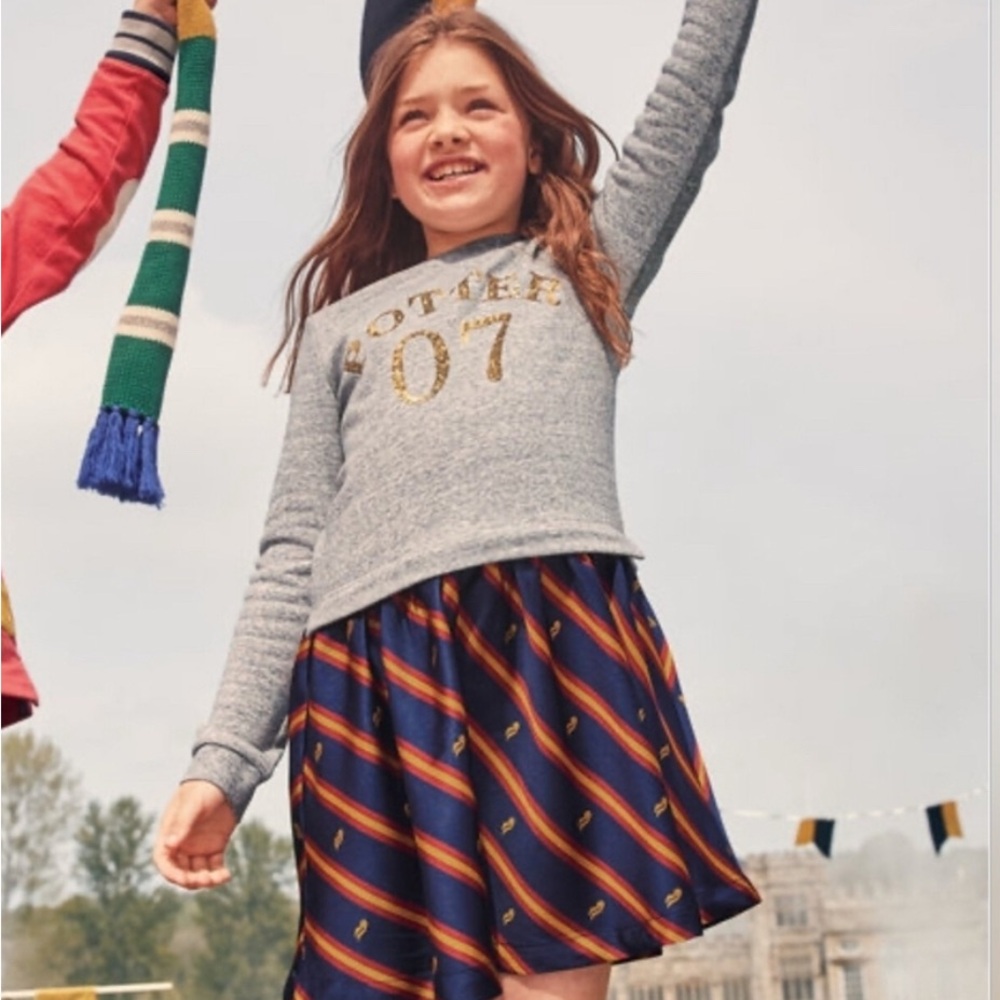 Mini Boden Harry Potter Gray and Navy  Dress (size 9/10)